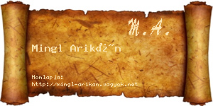 Mingl Arikán névjegykártya